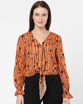 lizabeth printed v-neck top