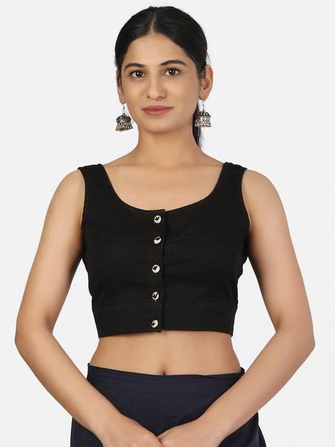 llajja black cotton readymade blouse