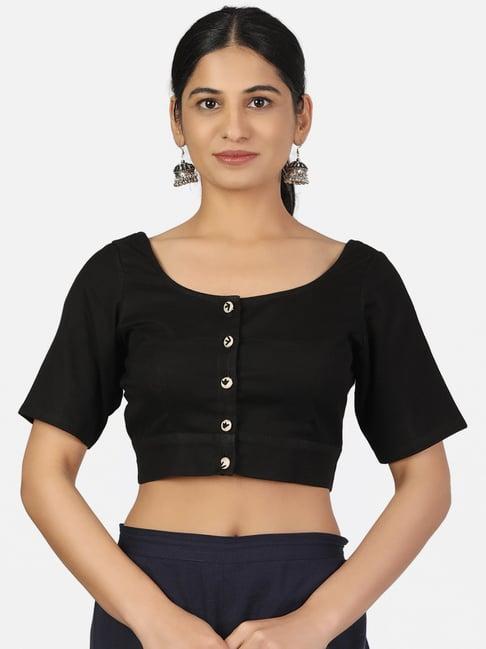 llajja black cotton readymade blouse