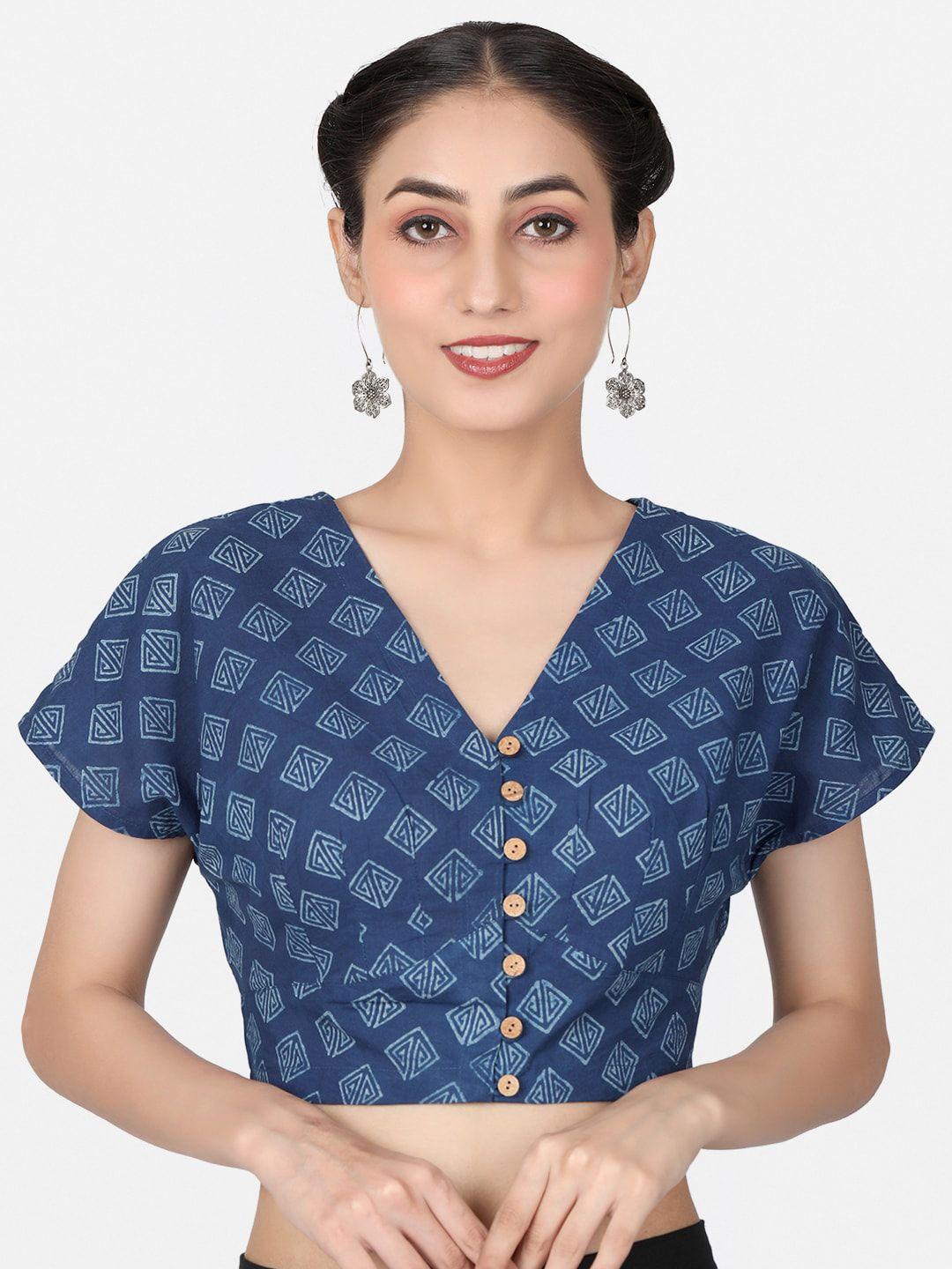 llajja printed pure cotton readymade saree blouse