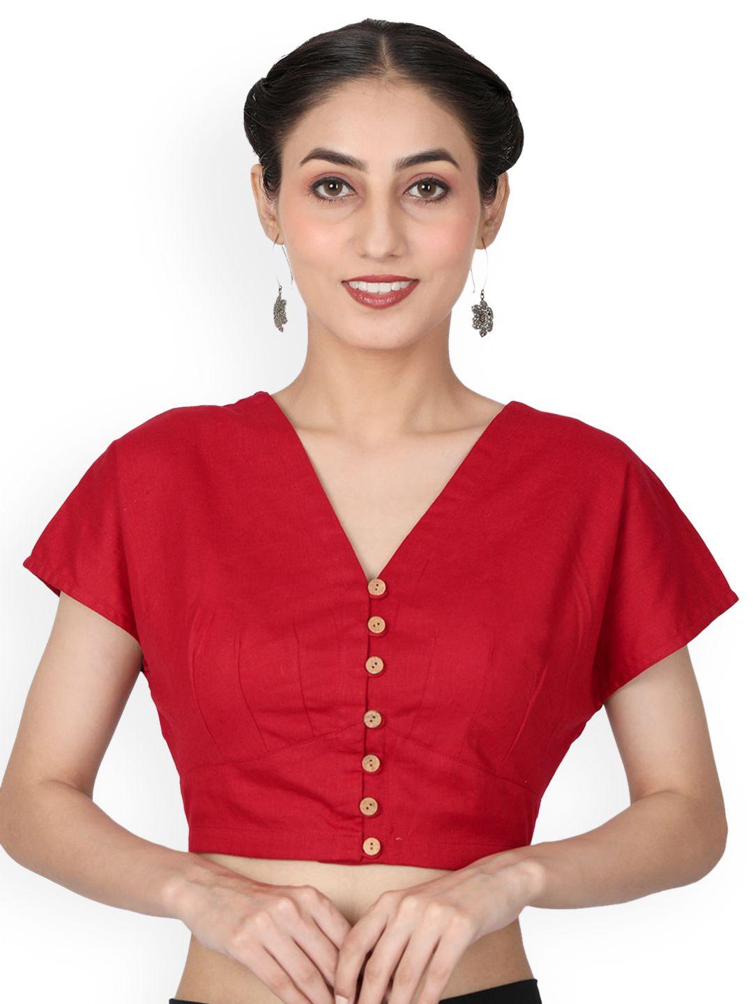 llajja pure cotton v-neck non padded saree blouse