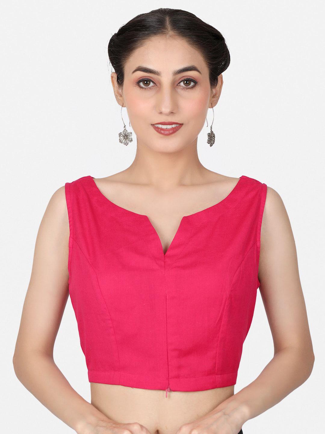 llajja pure cotton v-neck non padded saree blouse