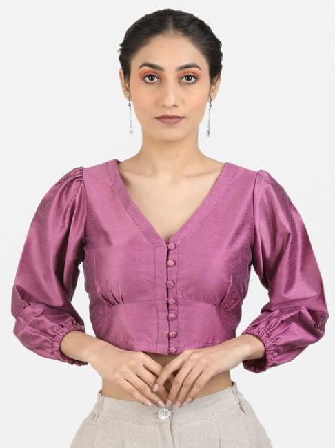 llajja purple plain readymade blouse