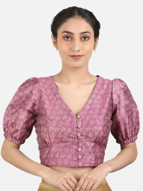 llajja purple printed readymade blouse
