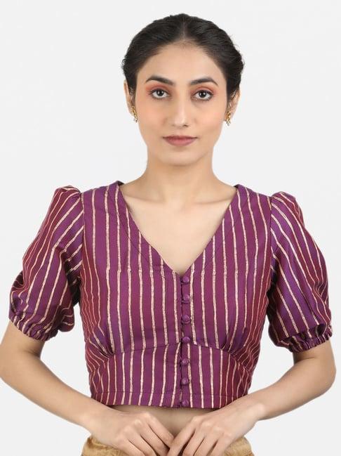 llajja purple striped readymade blouse