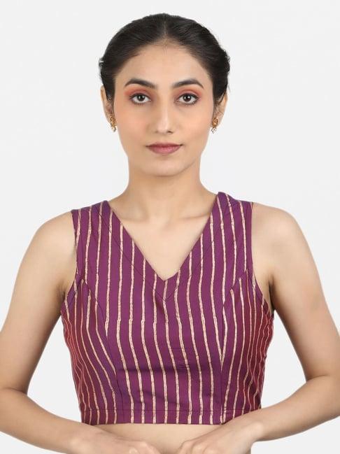 llajja purple striped readymade blouse