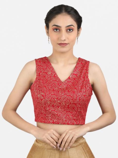 llajja red cotton printed readymade blouse