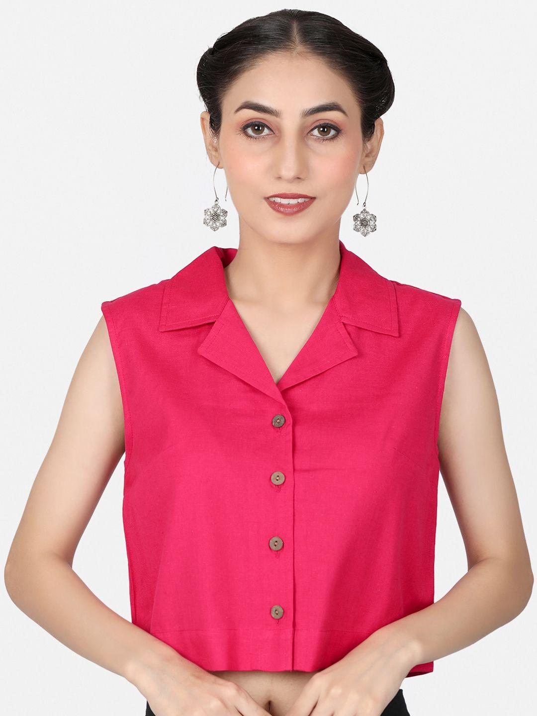 llajja shirt collar cotton saree blouse