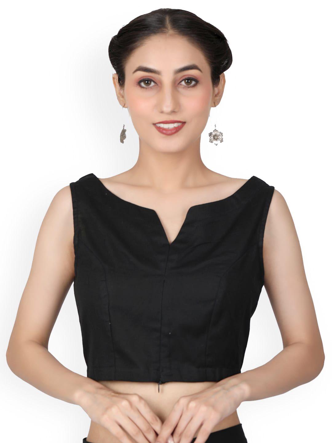 llajja v-neck non padded pure cotton saree blouse