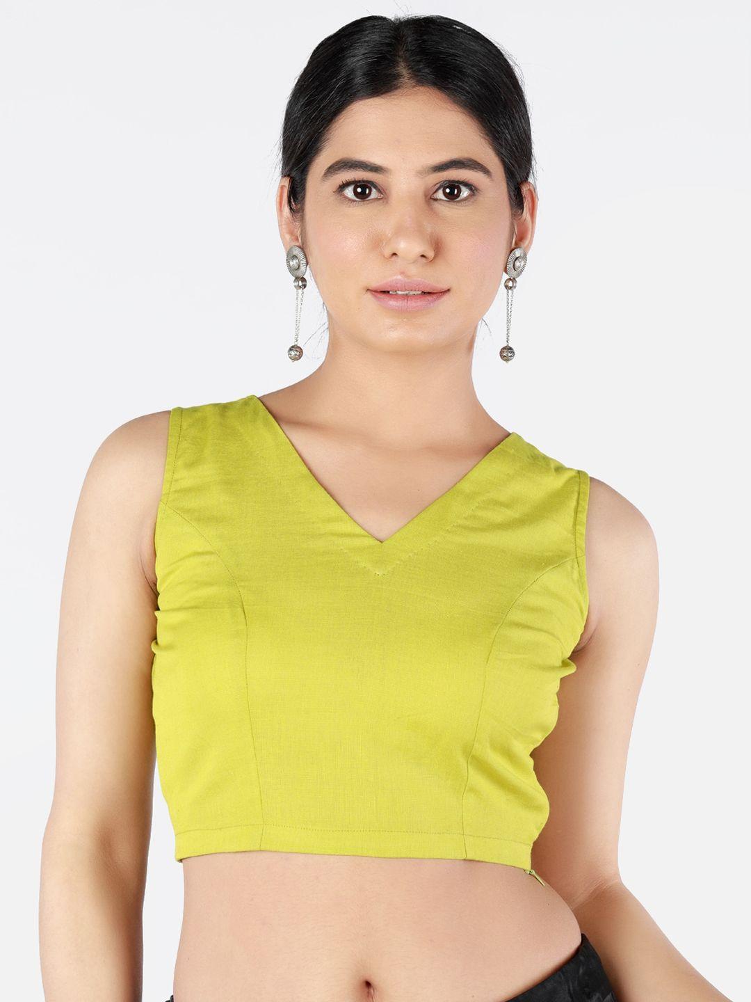 llajja women yellow solid cotton  sustainable saree blouse