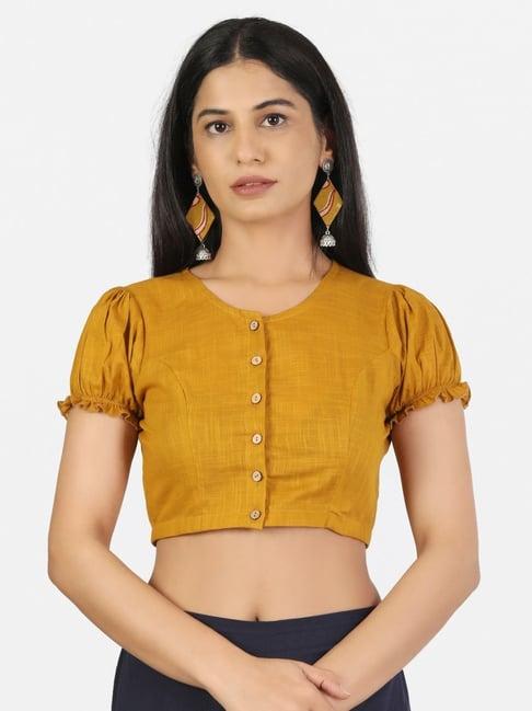 llajja yellow cotton readymade blouse