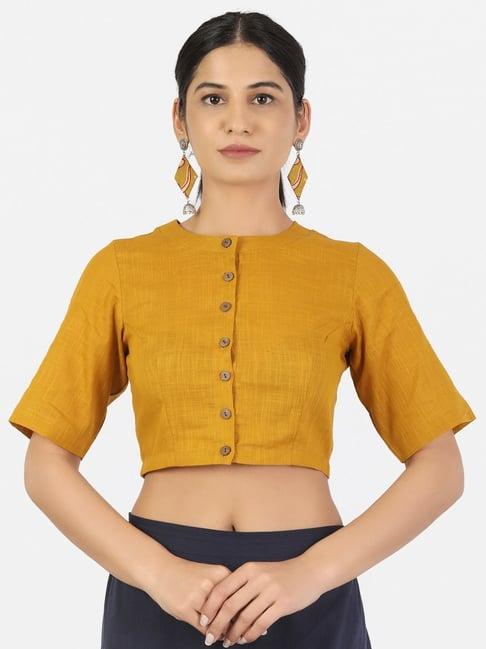 llajja yellow cotton readymade blouse