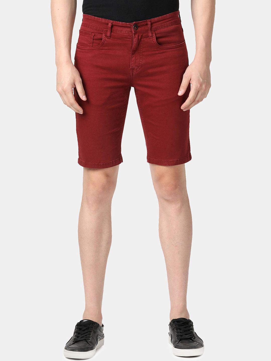 llak jeans men red slim fit denim shorts