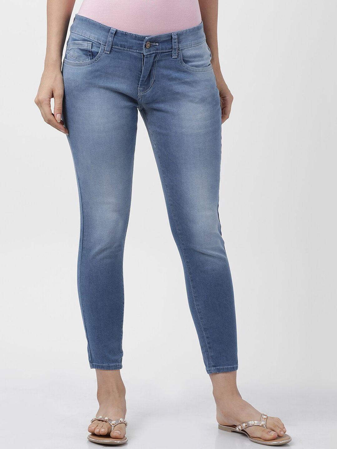 llak jeans women blue skinny fit mid-rise clean look jeans
