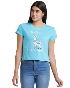 llama print crew-neck t-shirt