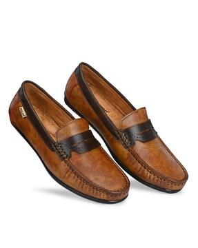 loafers with stitches detail & contrast panels