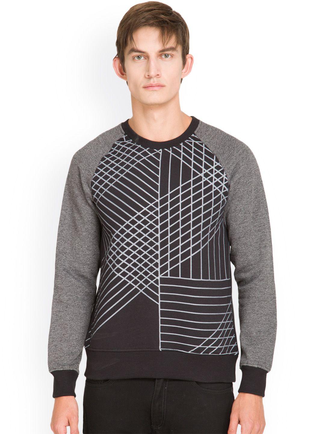 locomotive black & grey printed sweatshirt