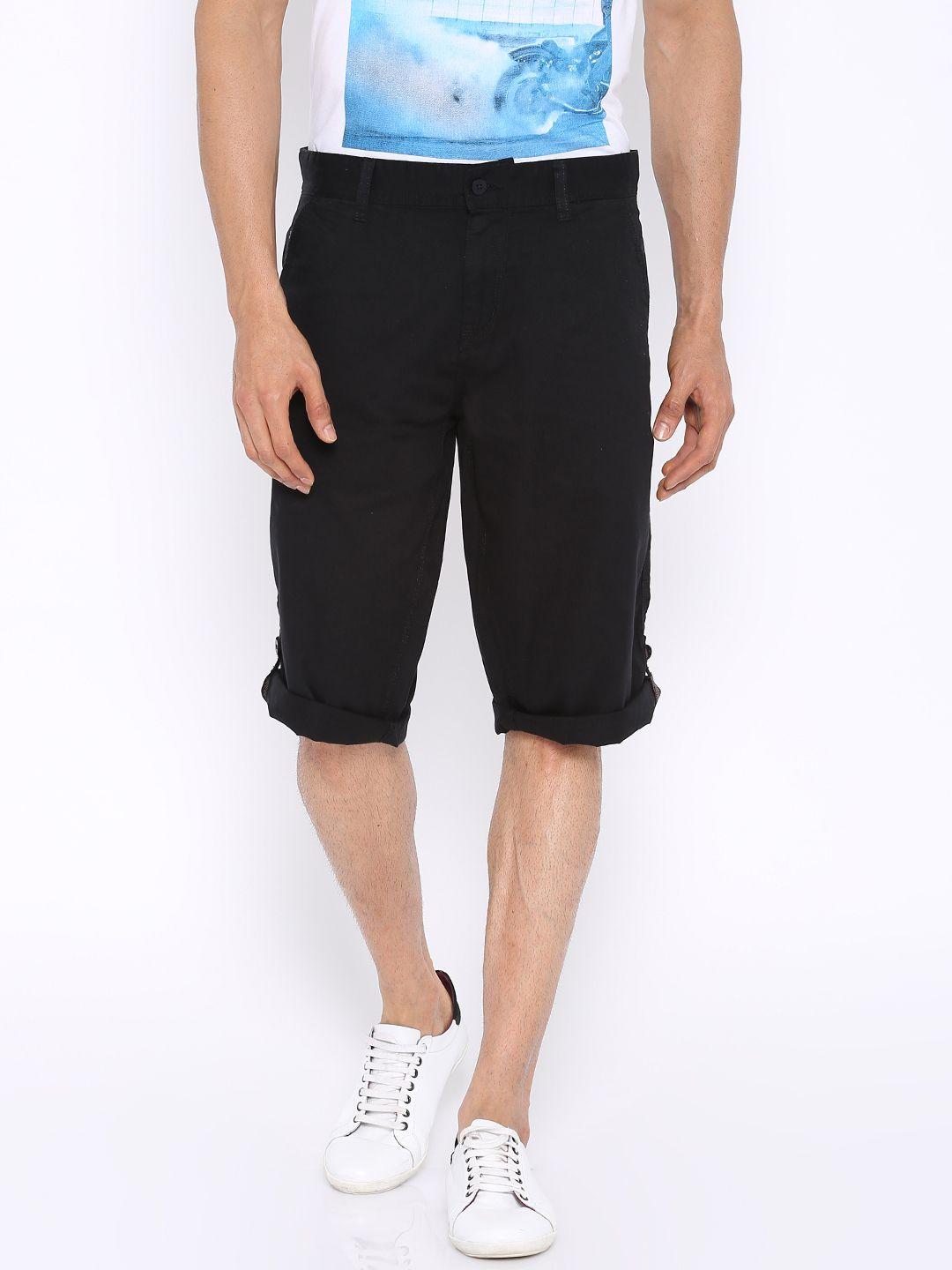 locomotive black slim fit roll-up shorts