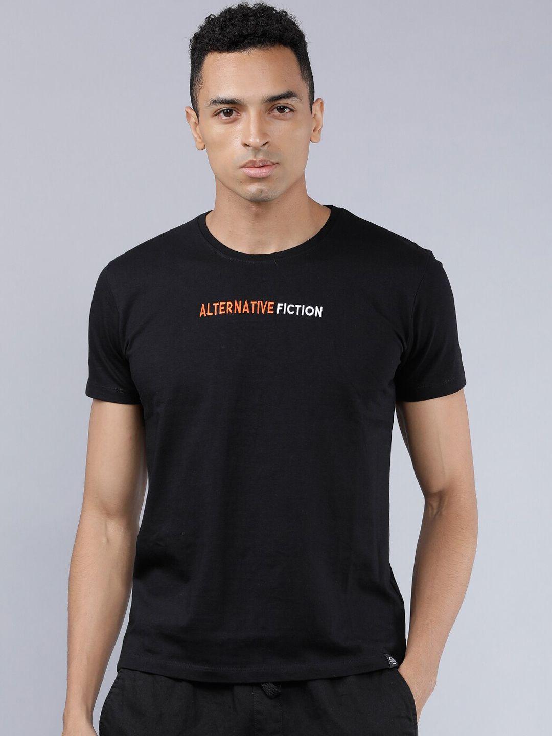 locomotive men black printed round neck t-shirt