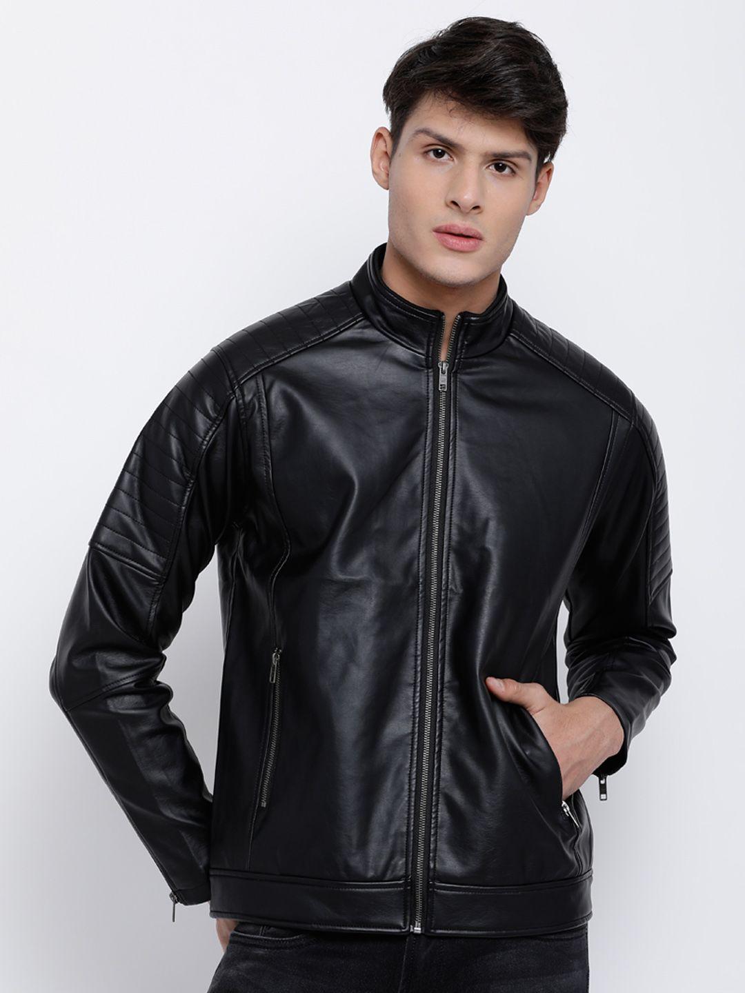 locomotive men black solid biker jacket