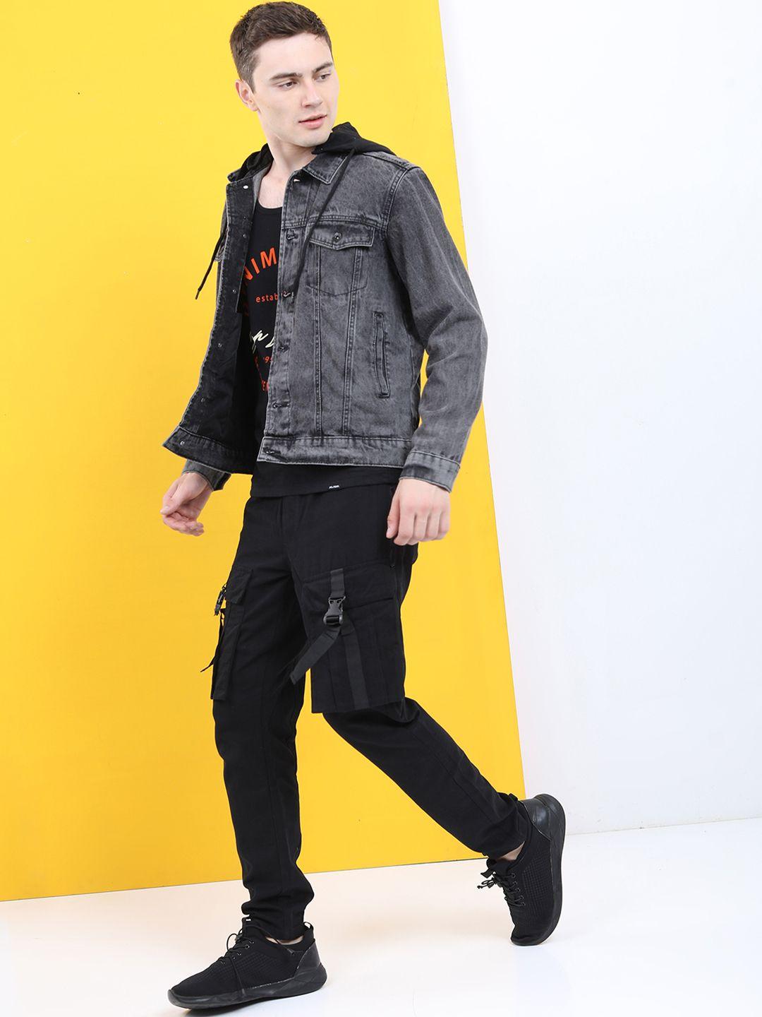 locomotive men black solid denim jacket