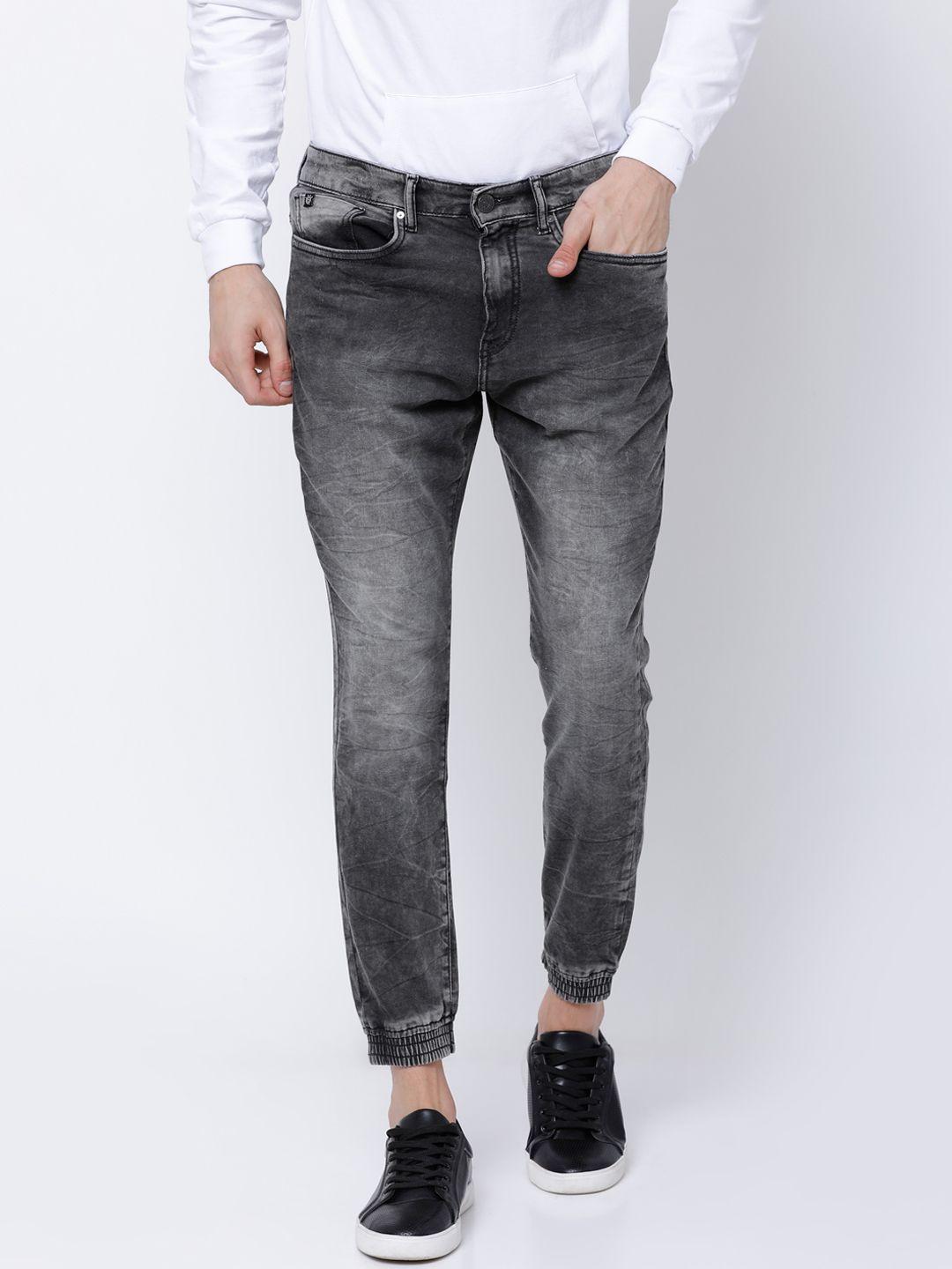 locomotive men grey jogger mid-rise clean look stretchable jeans