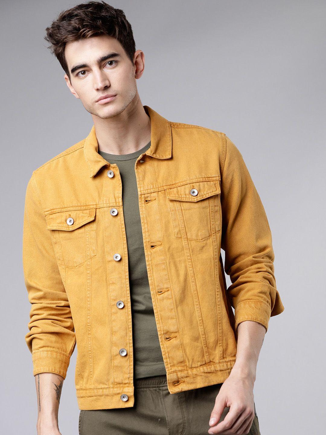 locomotive men mustard yellow solid trucker jacket