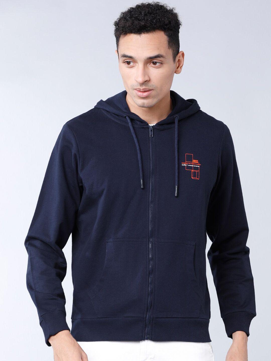 locomotive men navy blue printed hooded sweatshirt