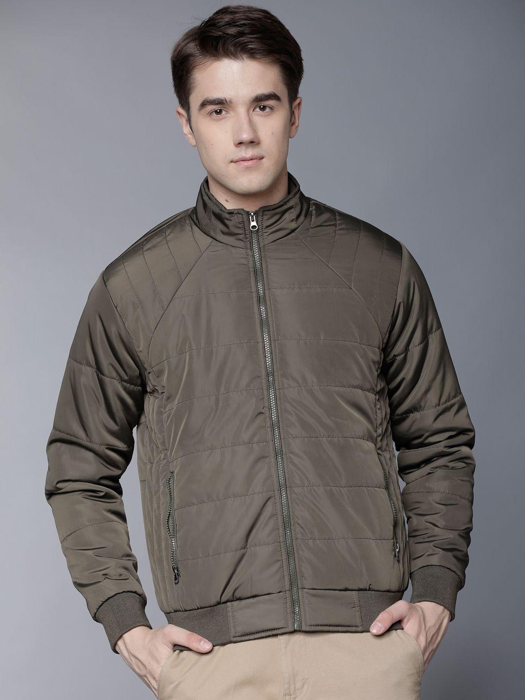 locomotive men olive green solid puffer jacket