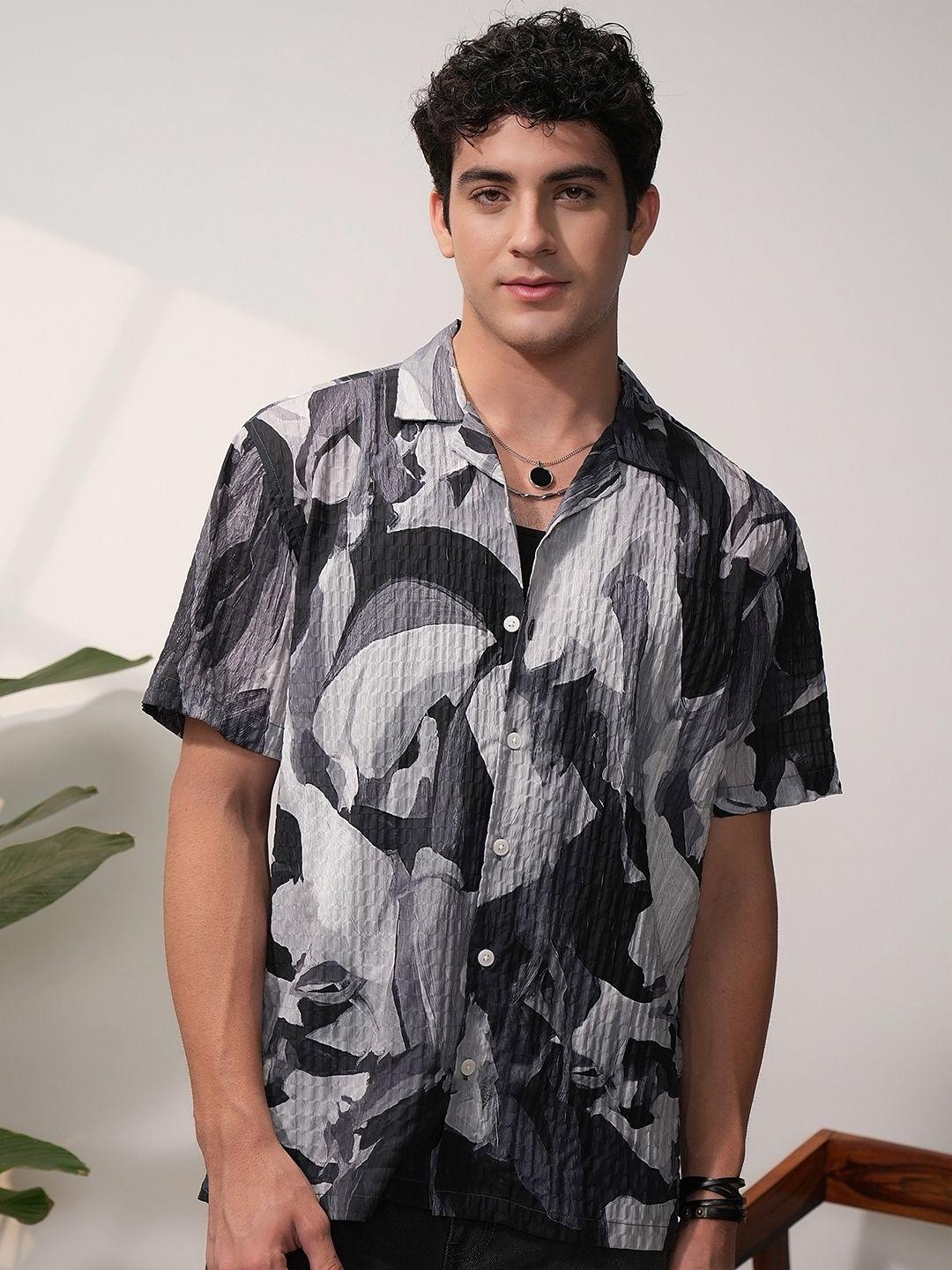 locomotive men opaque printed casual shirt