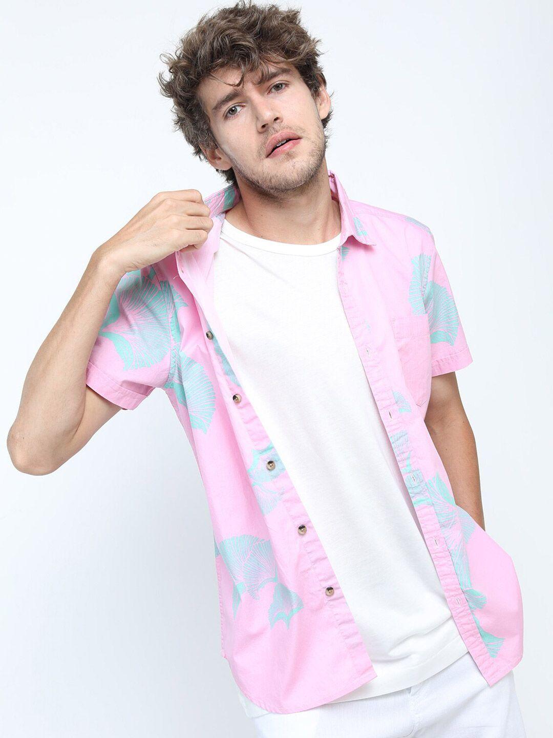 locomotive men pink slim fit casual cotton shirt