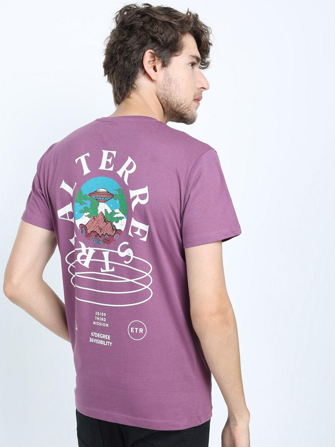 locomotive men purple printed slim fit cotton t-shirt