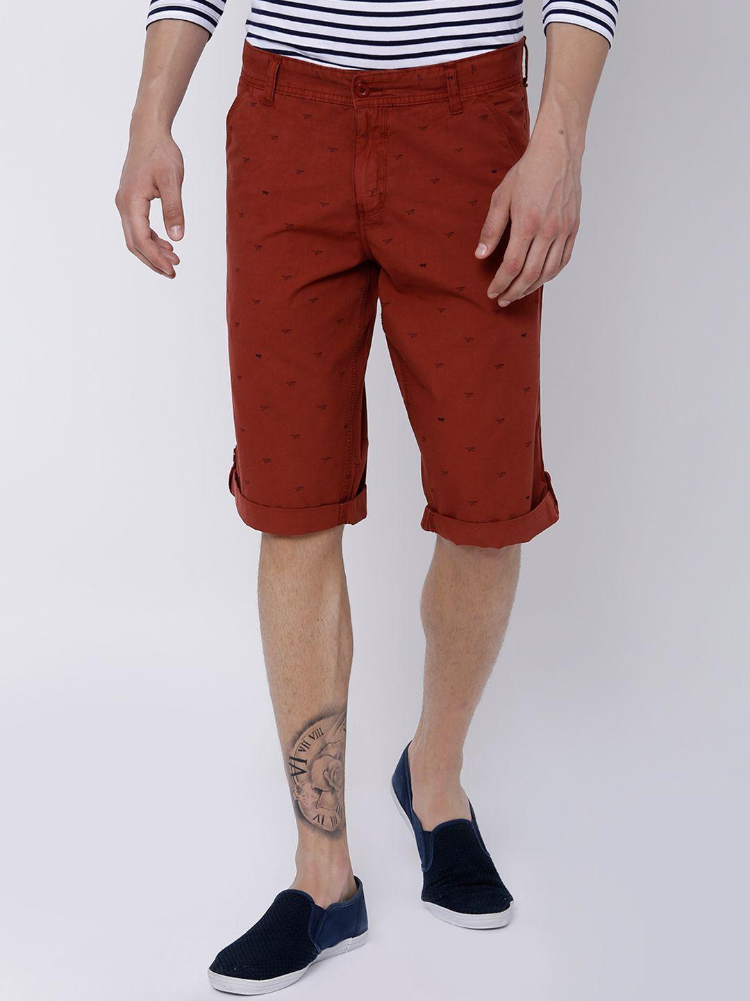 locomotive men red printed slim fit regular shorts