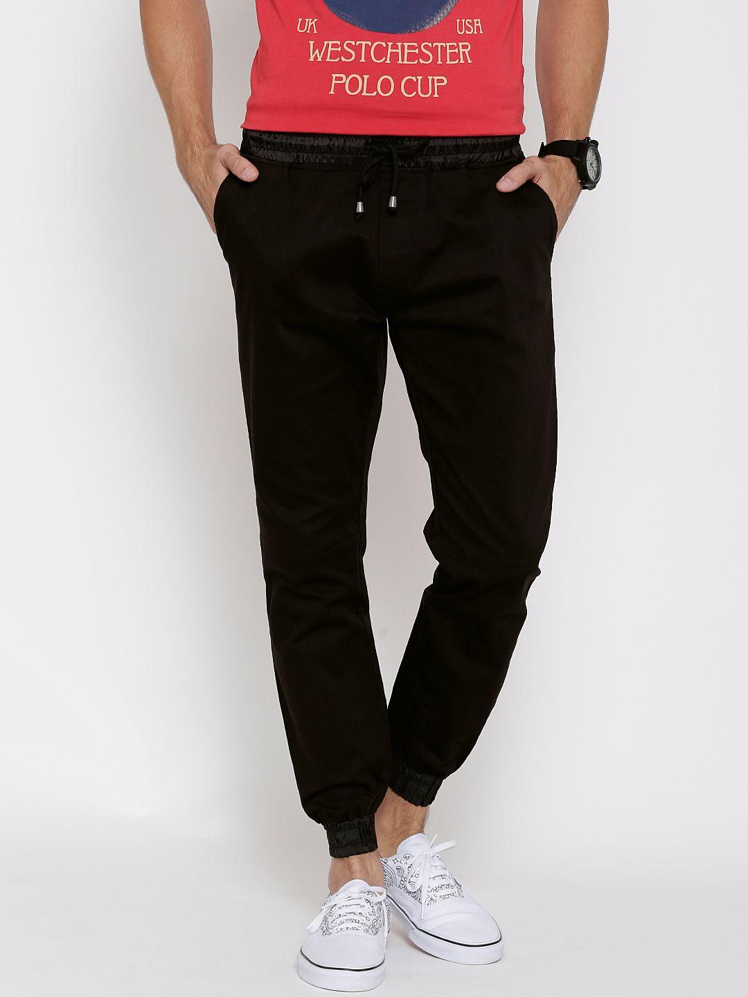 locomotive men solid loose fit cuffed trousers