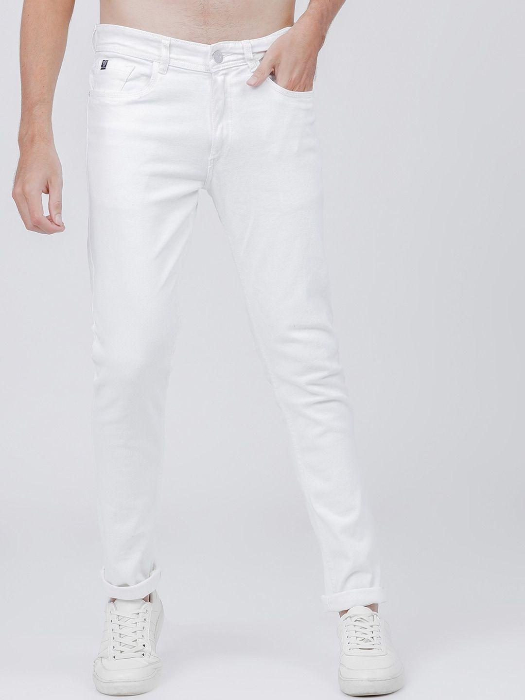 locomotive men white slim fit mid-rise clean look stretchable jeans