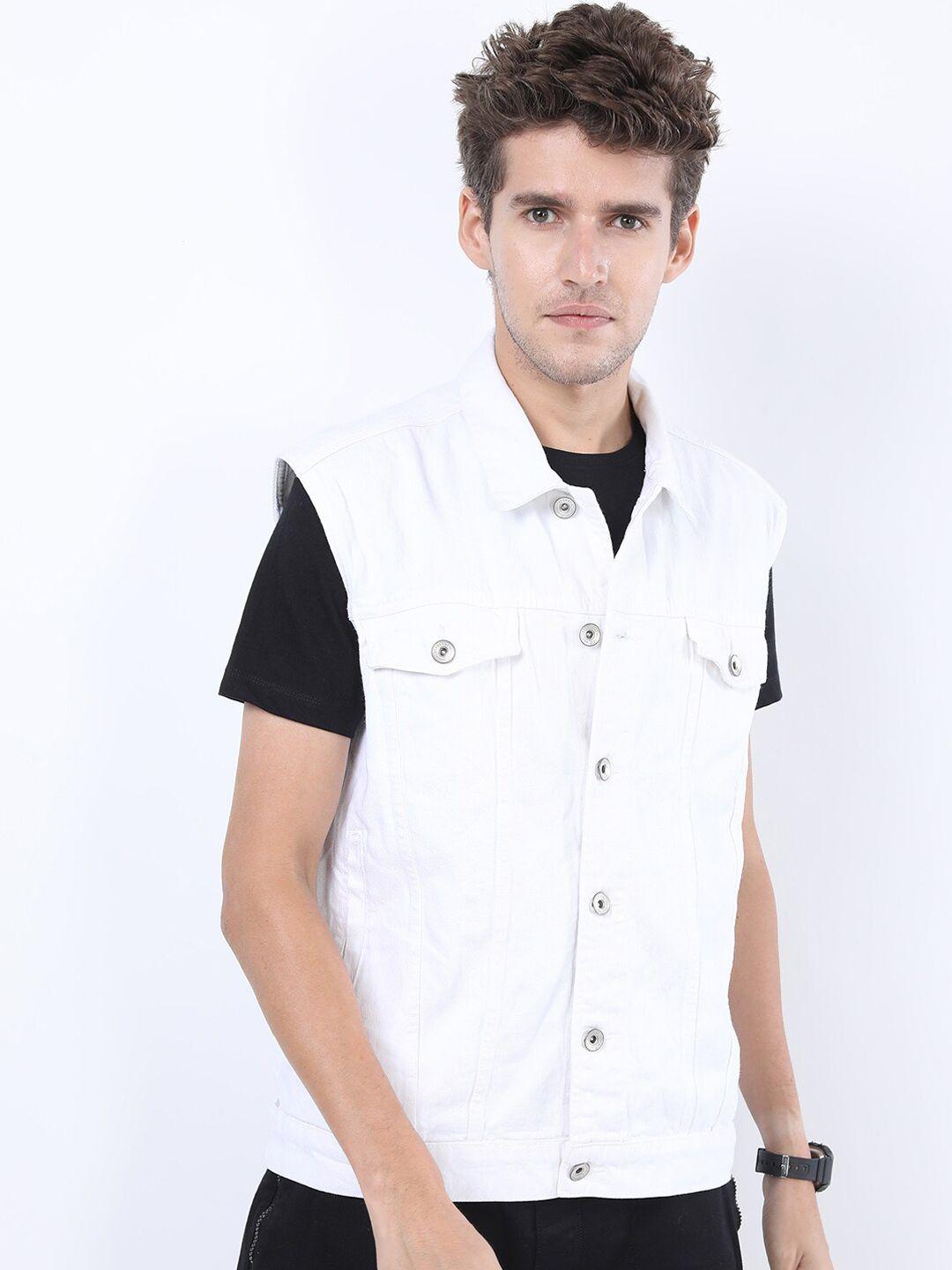 locomotive men white washed solid crop denim jacket