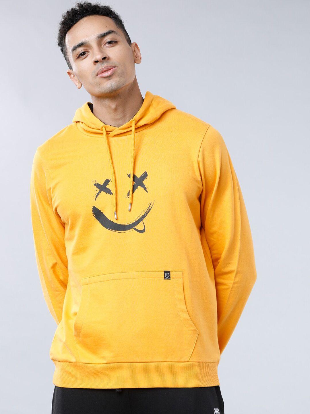 locomotive men yellow printed hooded sweatshirt