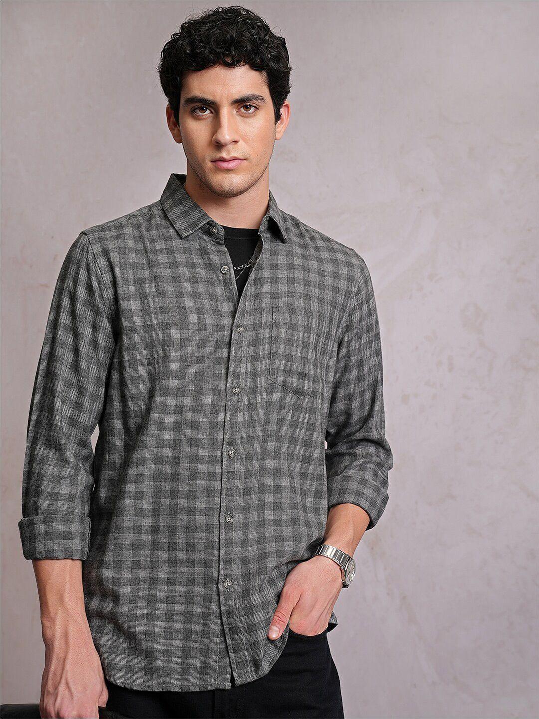 locomotive premium textured checked casual shirt