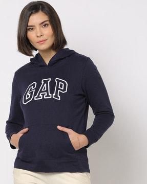 logo applique hoodie with kangaroo pocket