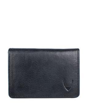 logo embossed card holder with stitched detail