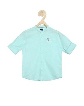 logo embroidered slim fit shirt