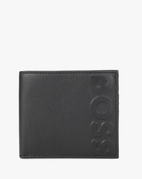 logo grained leather wallet