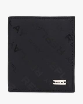 logo print bi-fold leather wallet