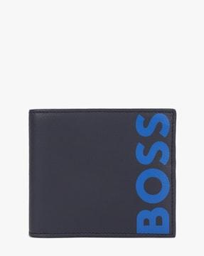 logo print bi-fold leather wallet