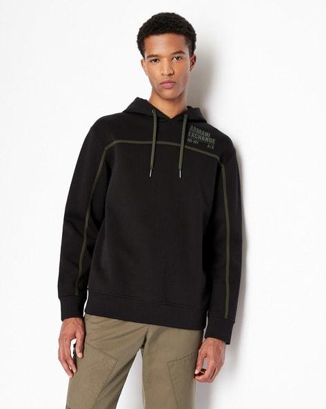logo print hooded sweatshirt with contrast panels