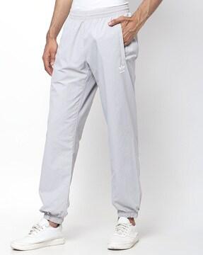 logo print jogger pants with zipper pockets