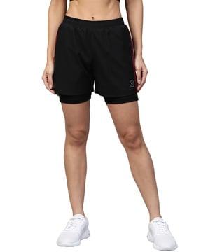 logo print knit shorts with contrast taping
