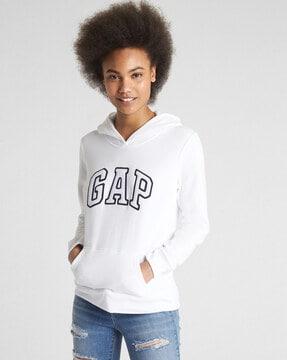 logo print no-zip hoodie