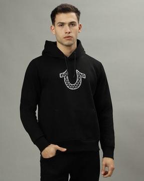 logo print regular fit hoodie