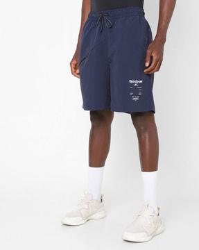 logo print shorts with slip pockets